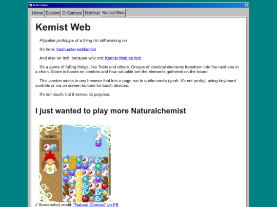 d/mine/kemist-web screenshot