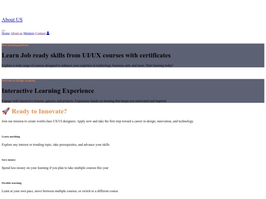 uiux t2/design academy/about us screenshot