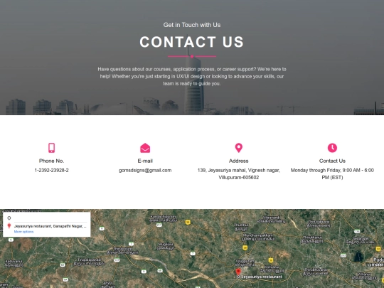 uiux t2/design academy/contact us screenshot