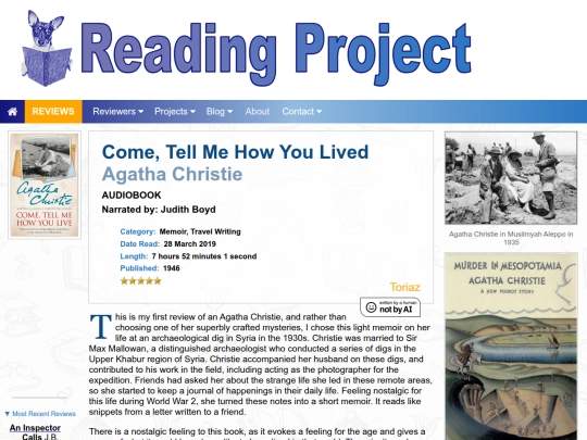 BookReviews/ComeTellMeHowYouLive_AgathaChristie screenshot