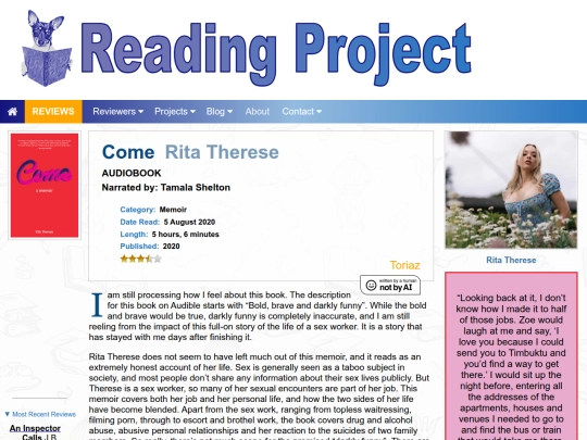 BookReviews/Come_RitaTherese screenshot