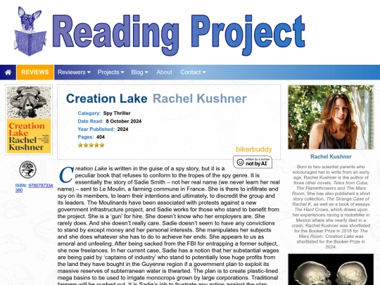 BookReviews/CreationLake_RachelKushner screenshot