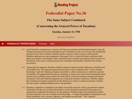 BookReviews/FederalistPapers/Fed36 screenshot