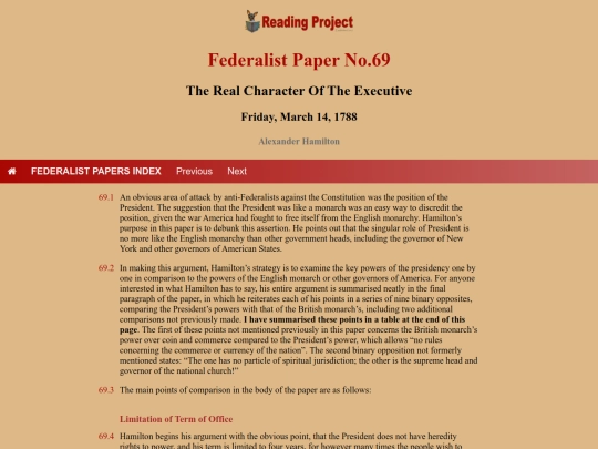 BookReviews/FederalistPapers/Fed69 screenshot