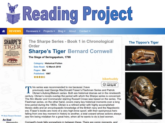 BookReviews/SharpesTiger_BernardCornwell screenshot