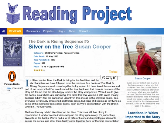 BookReviews/SilverOnTheTree_SusanCooper screenshot