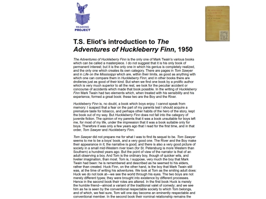 BookReviews/TheAdventuresOfHuckleberryFinn-1950-EliotIntroduction_MarkTwain screenshot