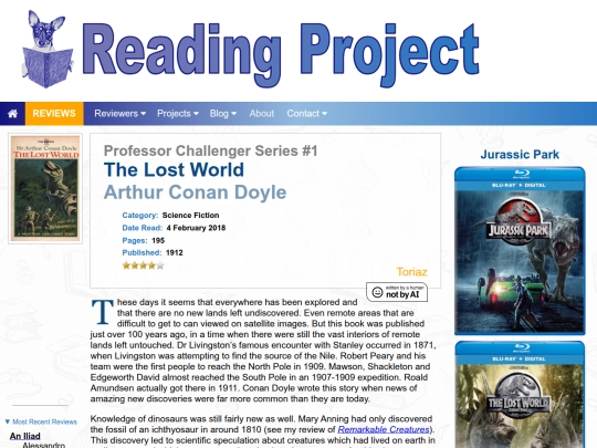 BookReviews/TheLostWorld_ArthurConanDoyle screenshot