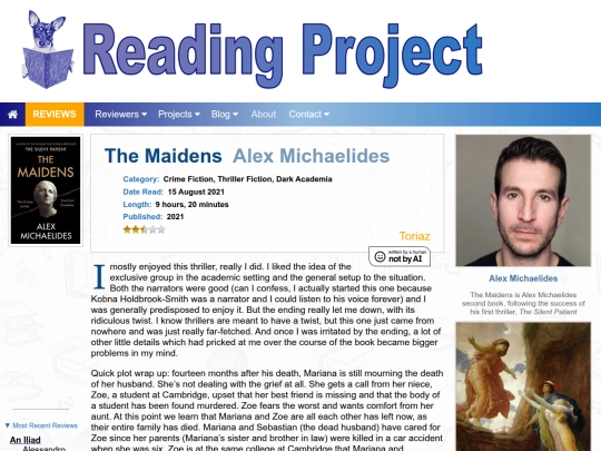 BookReviews/TheMaidens_AlexMichaelides screenshot