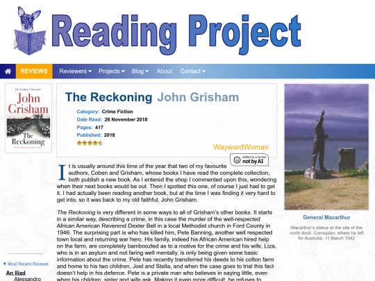 BookReviews/TheReckoning_JohnGrisham screenshot