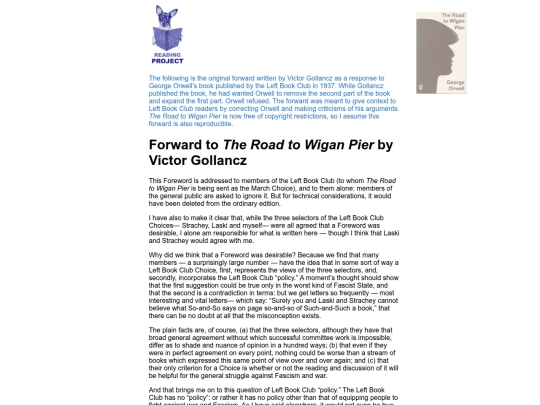 BookReviews/TheRoadToWiganPier-Forward_VictorGollancz screenshot