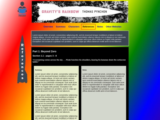 SpecialReadingProjects/GravitysRainbow/GravitysRainbowReferences screenshot