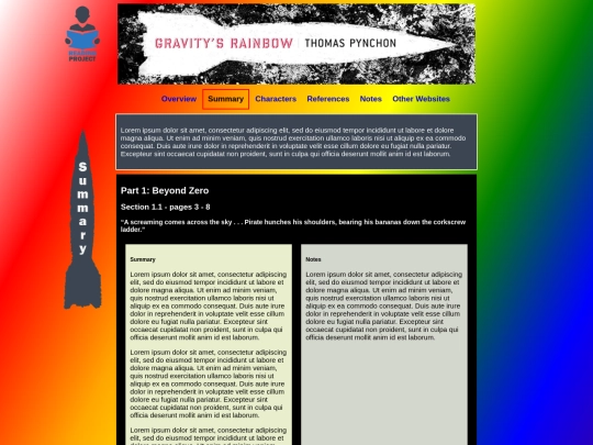 SpecialReadingProjects/GravitysRainbow/GravitysRainbowSummary screenshot