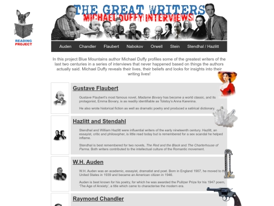 SpecialReadingProjects/GreatWriters/GreatWritersProject screenshot