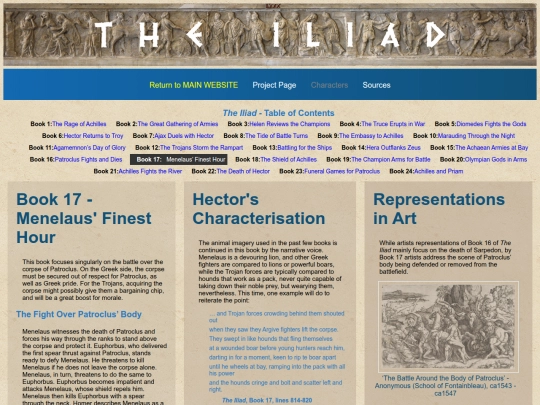 SpecialReadingProjects/Homer/TheIliad/Summary/IliadSummary17 screenshot