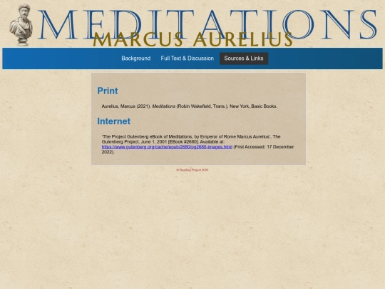 SpecialReadingProjects/MarcusAurelius/Meditations-Links screenshot