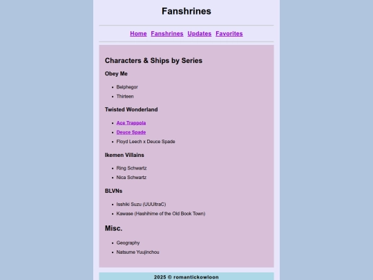 fanshrines/fanshrines_index screenshot