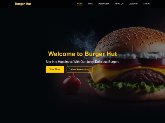 website for burger screenshot