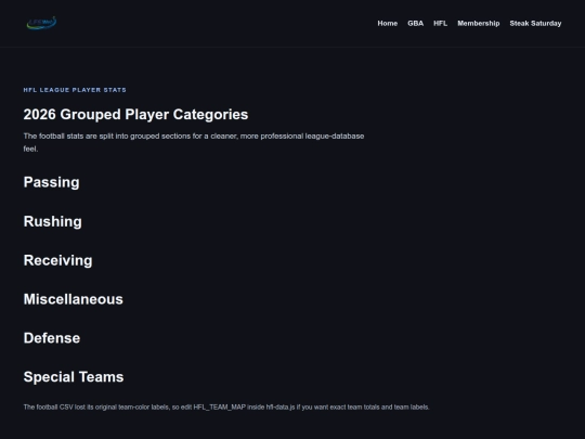 hfl-league-player-stats-2026 screenshot
