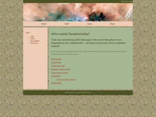 index/wikis screenshot