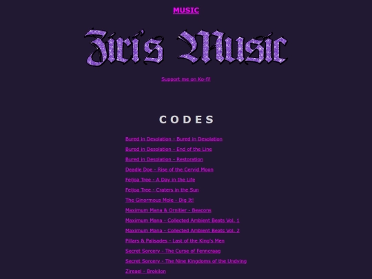 music/codes screenshot