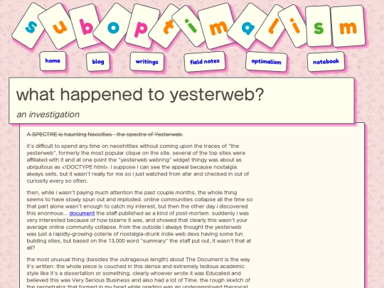 writings/yesterweb screenshot