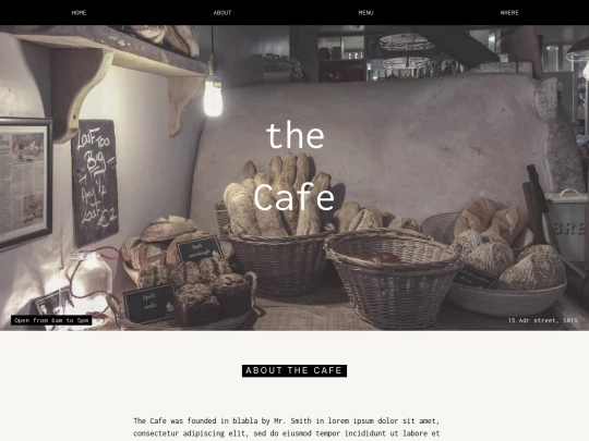 website/cafe screenshot