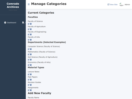 categories screenshot