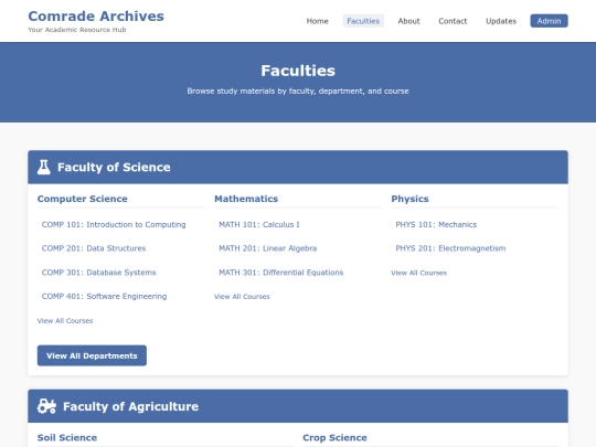 faculties screenshot