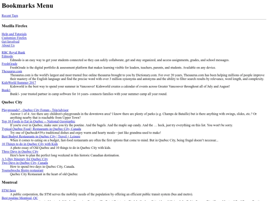 bookmarks screenshot