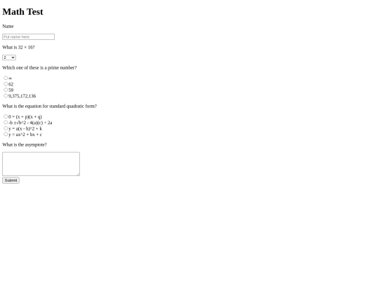 math-test screenshot
