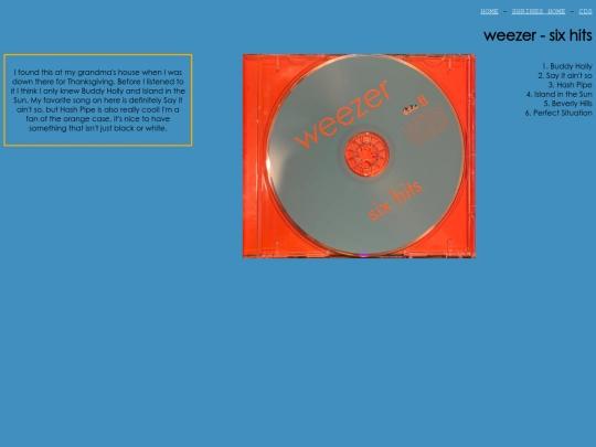 shrines and collections/cds/w6h/weezersixhits screenshot
