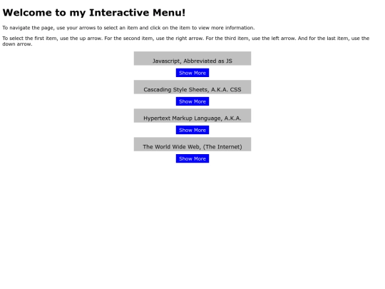 menu screenshot