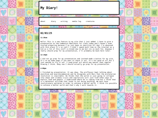 diary screenshot