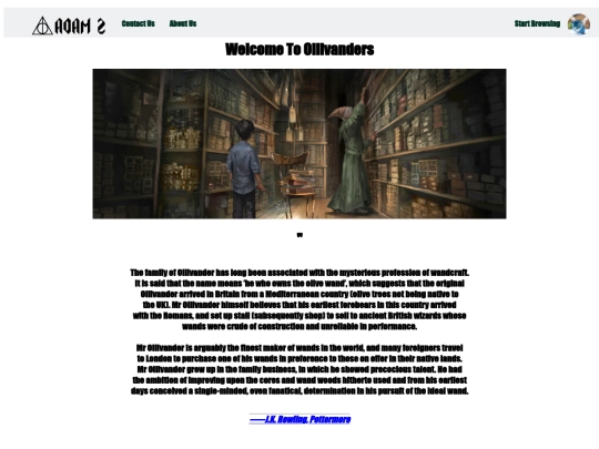 ollivanders/aboutus screenshot