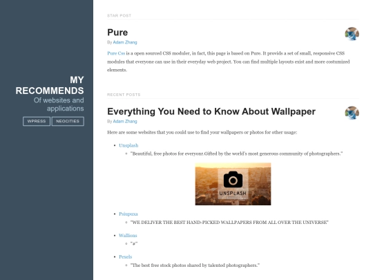 pureblog screenshot