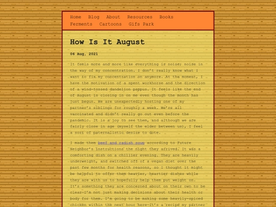 posts/2021-08-06-How-Is-It-August screenshot