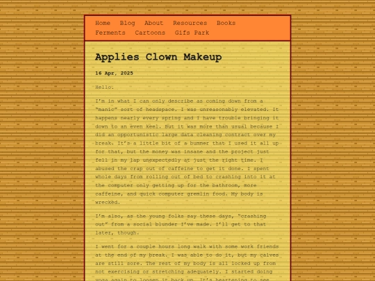 posts/2025-04-16-Applies-Clown-Makeup screenshot