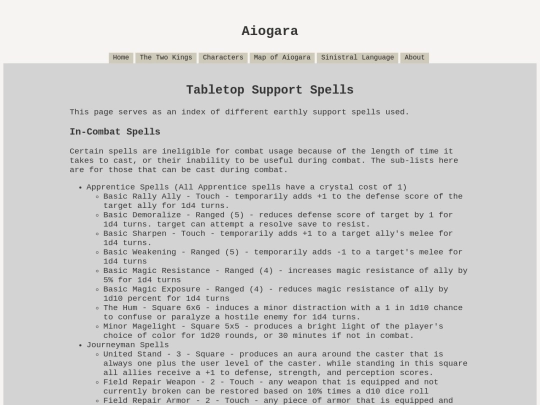 tabletop/support-spells screenshot
