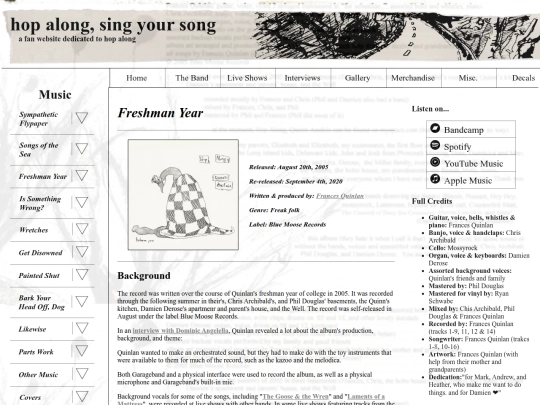 music/freshman-year screenshot