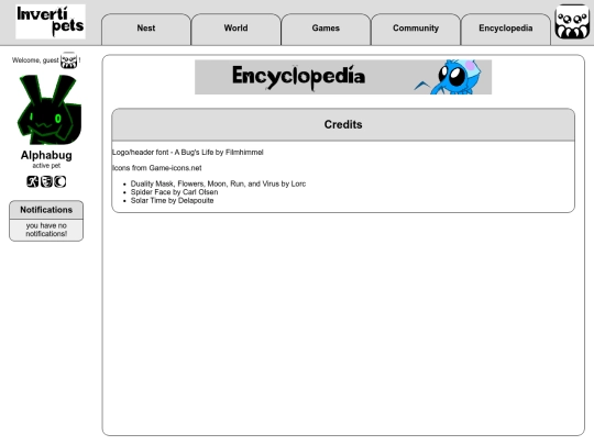 encyclopedia/credits screenshot