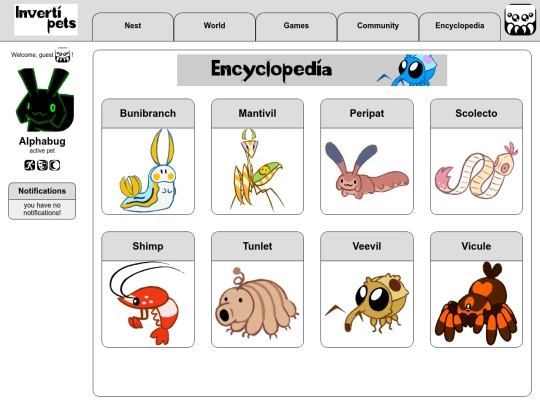 encyclopedia/pets screenshot