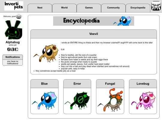 encyclopedia/pets/veevil screenshot
