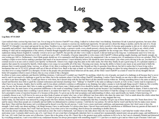 log screenshot