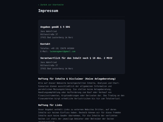 Impressum screenshot