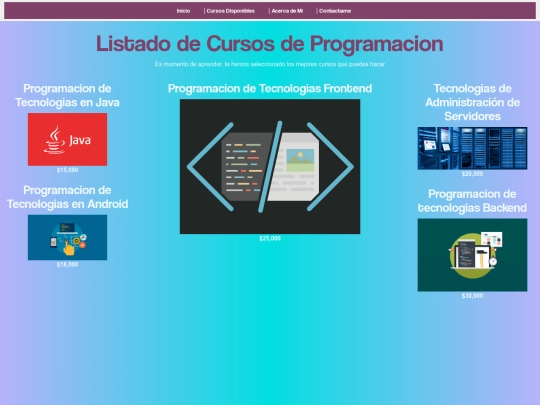 ACTIVIDAD 3 - CURSOS/menu screenshot