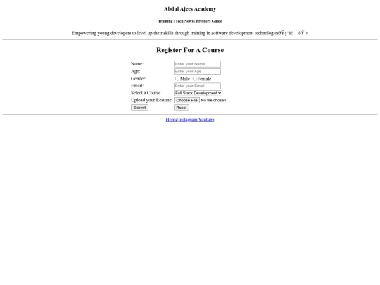 Course/register screenshot