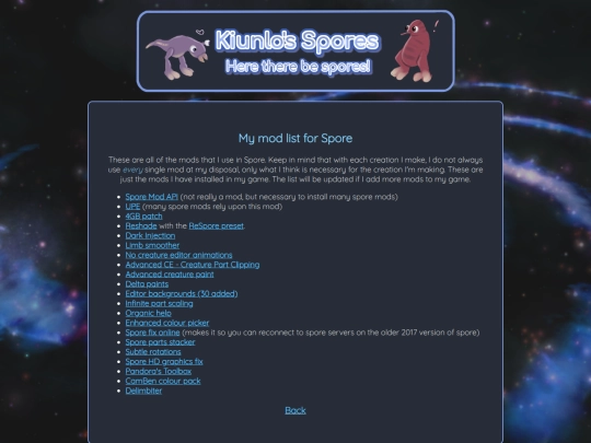 artarena/spore/modlist screenshot