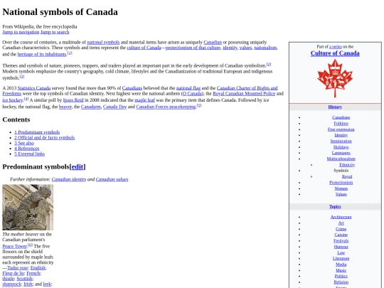 National symbols Wikipedia screenshot