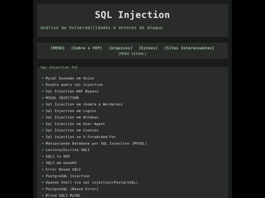 arquivos/sqlinjection screenshot